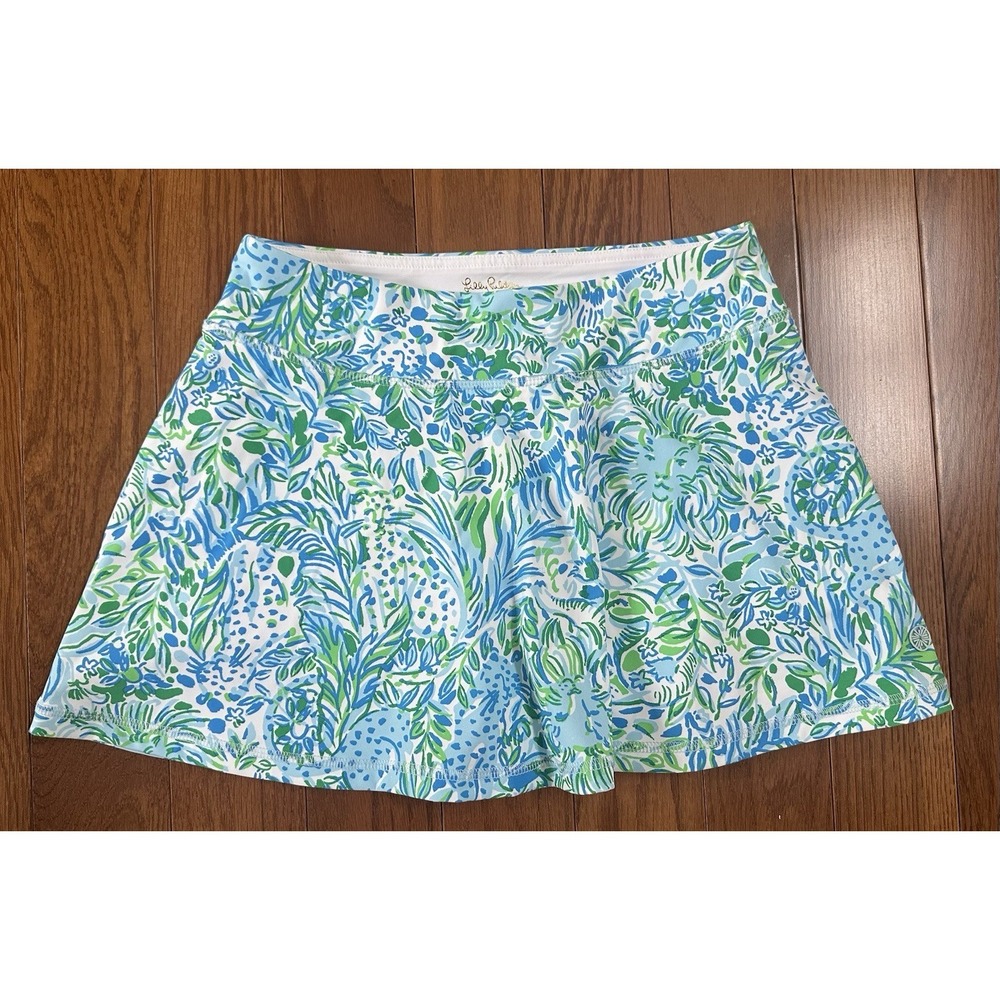 Lilly Pulitzer Luxletic Aila Skort Hydra Blue Dandy Lions Size XS UPF 50+